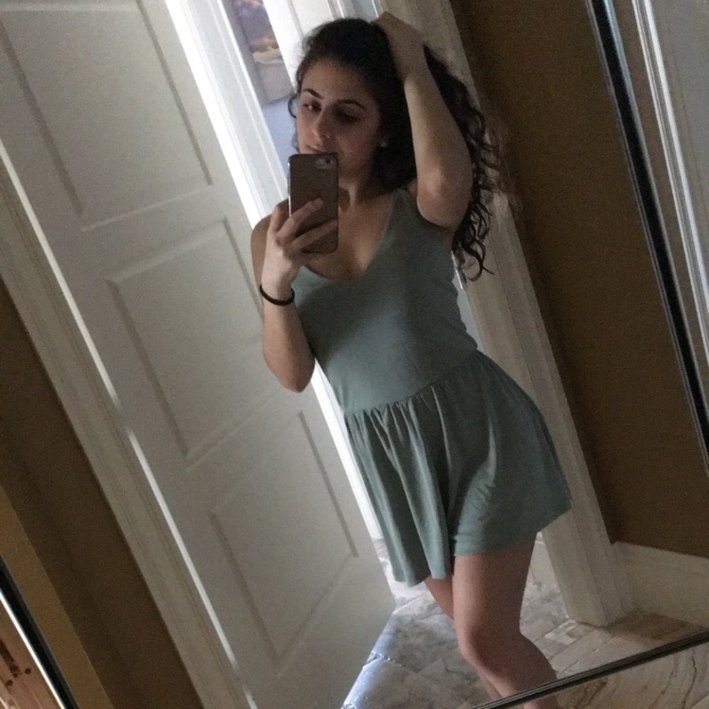 Seafoam Green Romper w/ Criss-Cross Back